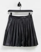 Violet Romance Pleated Pu Mini Skirt In Black