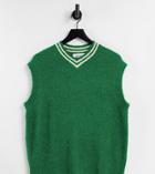 Collusion Unisex Knit High V Neck Vest In Green