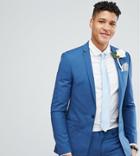 Noak Tall Super Skinny Wedding Suit Jacket With Square Hem In Blue - Blue