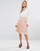 Fashion Union Midi Skirt In Pleated Fabric - Pink