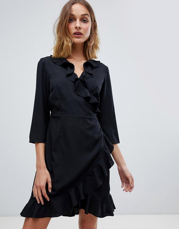 Vero Moda Ruffle Wrap Dress - Black