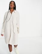 Weekday Hertha Eco Linen Shirt Dress In Beige-blue