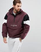Illusive London Overhead Puffer Jacket In Burgundy - Red