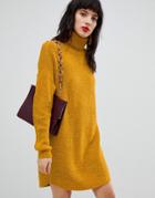 Vero Moda Knitted Roll Neck Dress - Yellow