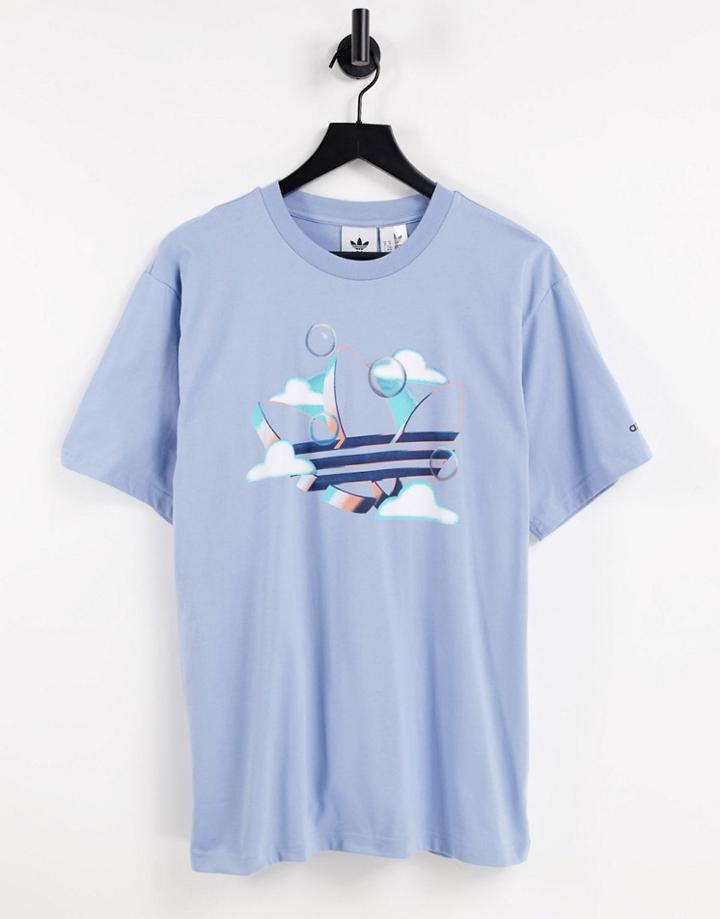 Adidas Originals Summer Trefoil T-shirt In Light Blue-blues