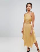 Keepsake Elevate Cut Out Midi Dress - Gold