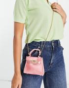Truffle Collection Micro Mini Top Handle Satchel Bag With Gold Chain In Pink