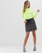 New Look Mini Skirt In Check - Black