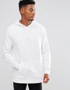 Asos Longline Hoodie In White - White