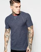Asos Muscle T-shirt In Mini Waffle With Contrast Stitch - Black Iris Marl