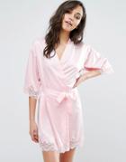 Boux Avenue Bridesmaid Lace Trim Kimono Robe - Pink