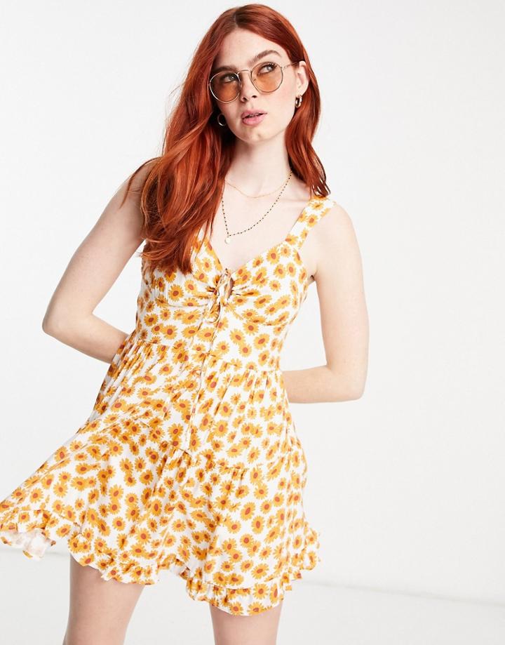 Cotton: On Skate Dress In Daisy Print-multi
