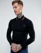 Fred Perry Reissues Twin Tipped Long Sleeve Polo Shirt In Black - Black