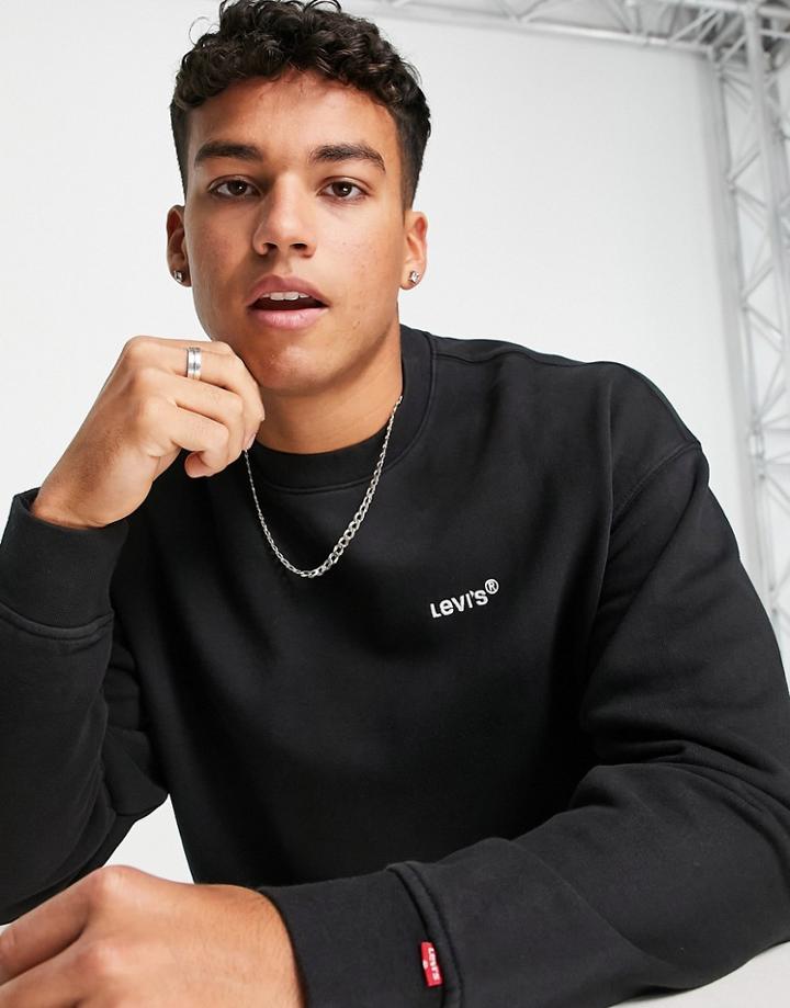 Levi's Red Tab Crew Sweatshirt With Small Logo In Mineral Black