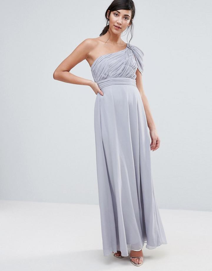 Little Mistress One Shoulder Draped Maxi Dress - Gray