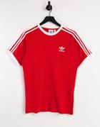 Adidas Originals Adicolor Three Stripe T-shirt In Red