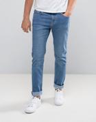 Hoxton Denim Light Vintage Stone Wash Skinny Jeans - Blue