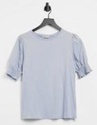Oasis Shirred Cuff T-shirt In Light Blue-blues