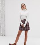 New Look Belted Mini Skirt In Check - Pink