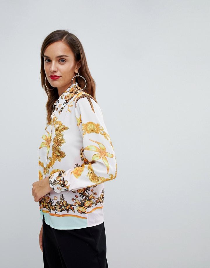 Forever Unique Scarf Print Shirt - Multi