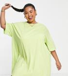 Yours Oversized T-shirt Dress In Lime-green