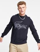 Lacoste Inside Croc Crew Neck Sweat In Navy