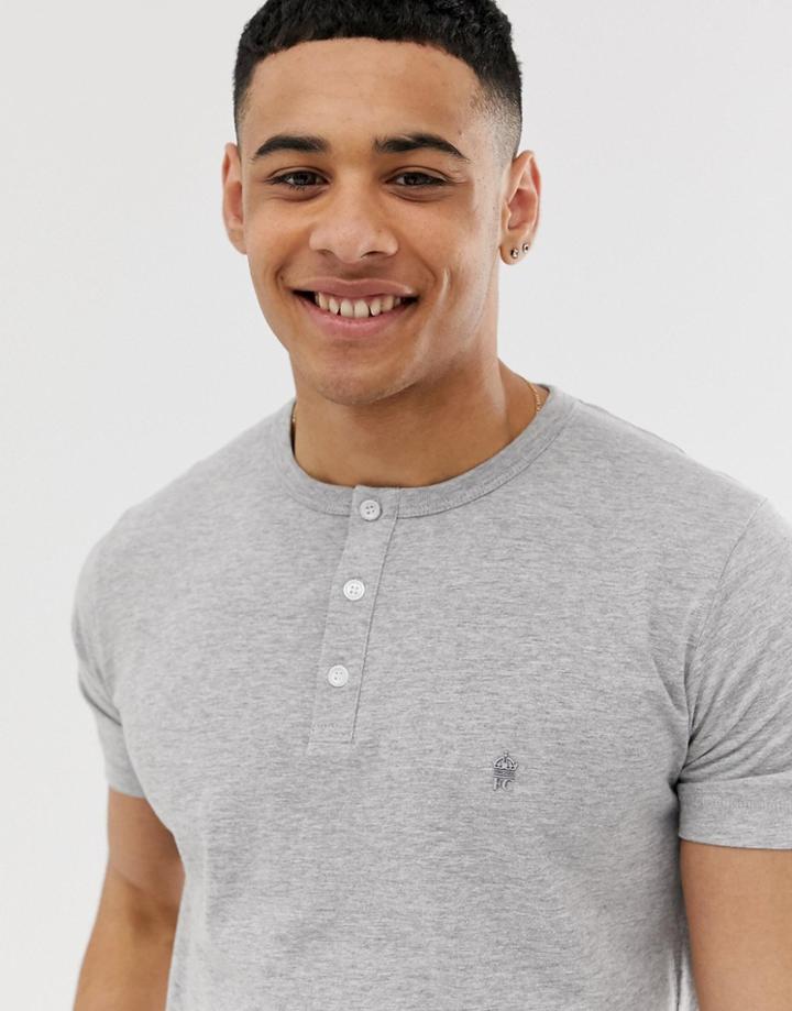 French Connection Grandad Collar T-shirt-gray