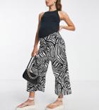 River Island Maternity Shirred Waist Culotte Pants In Black Animal Print