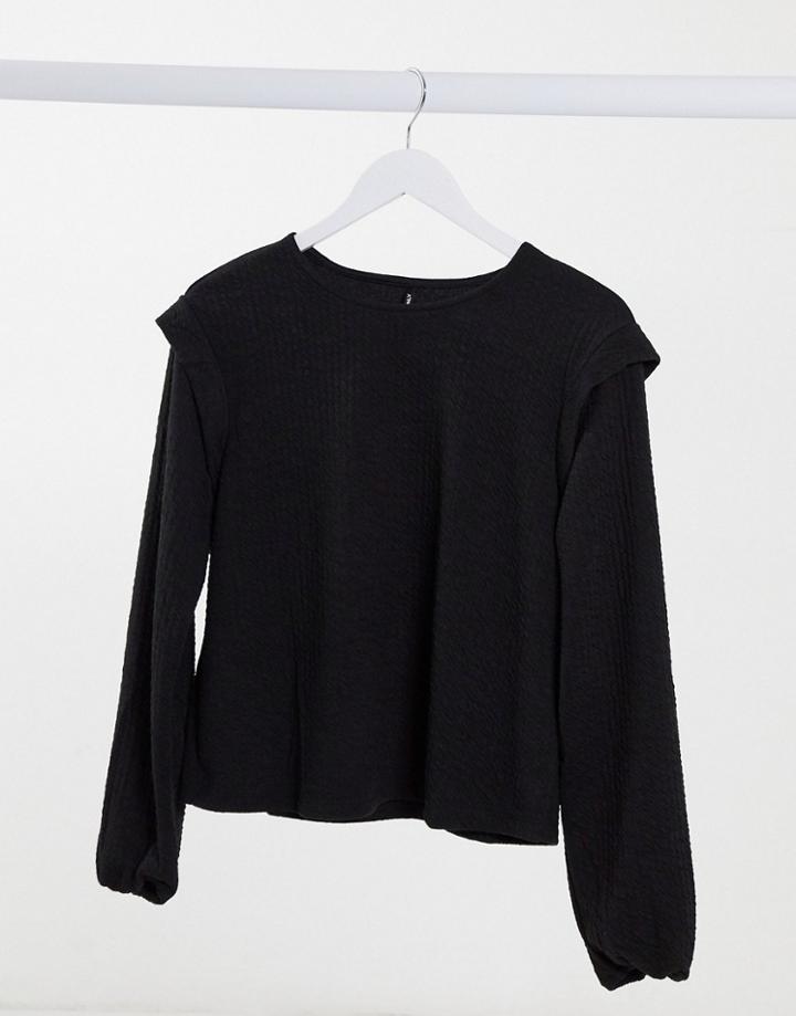 Only Sweat Top With Shoulder Detail In Black