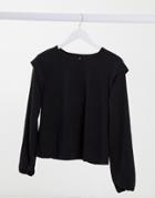 Only Sweat Top With Shoulder Detail In Black
