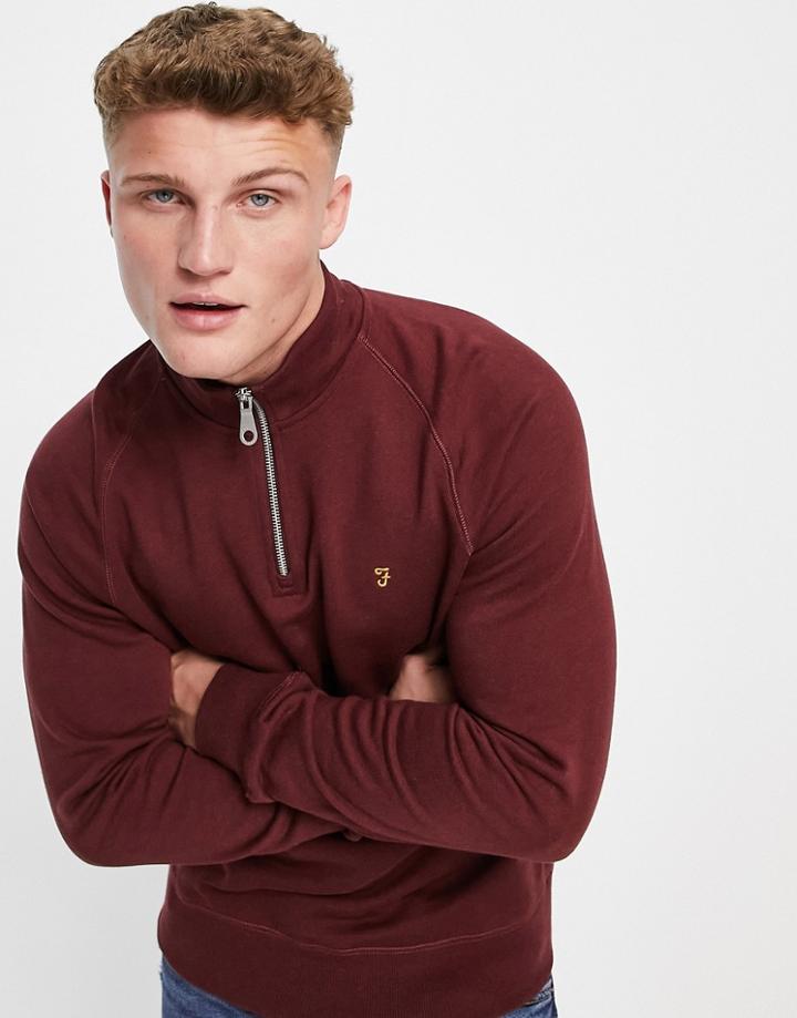 Farah Jim Half Zip Sweater In Red