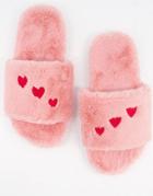 Monki Cozy Heart Slippers In Pink - Pink
