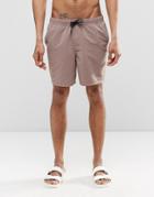 Asos Swim Shorts In Brown Mid Length - Brown