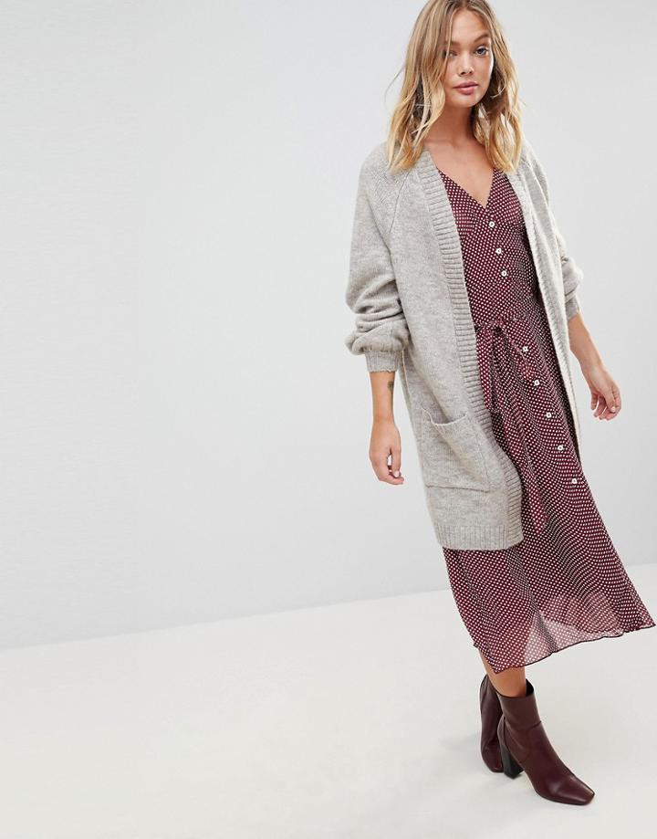 Only Babylou Wool Blend Open Cardigan - Gray