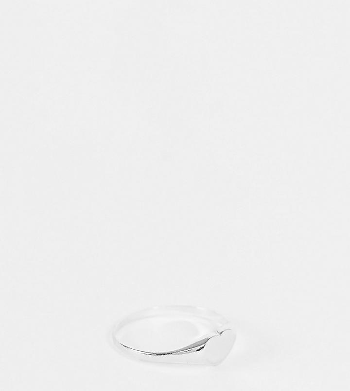 Kingsley Ryan Curve Small Heart Signet Ring In Sterling Silver