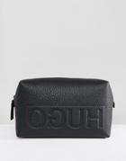 Hugo Victorian Logo Leather Toiletry Bag In Black - Black