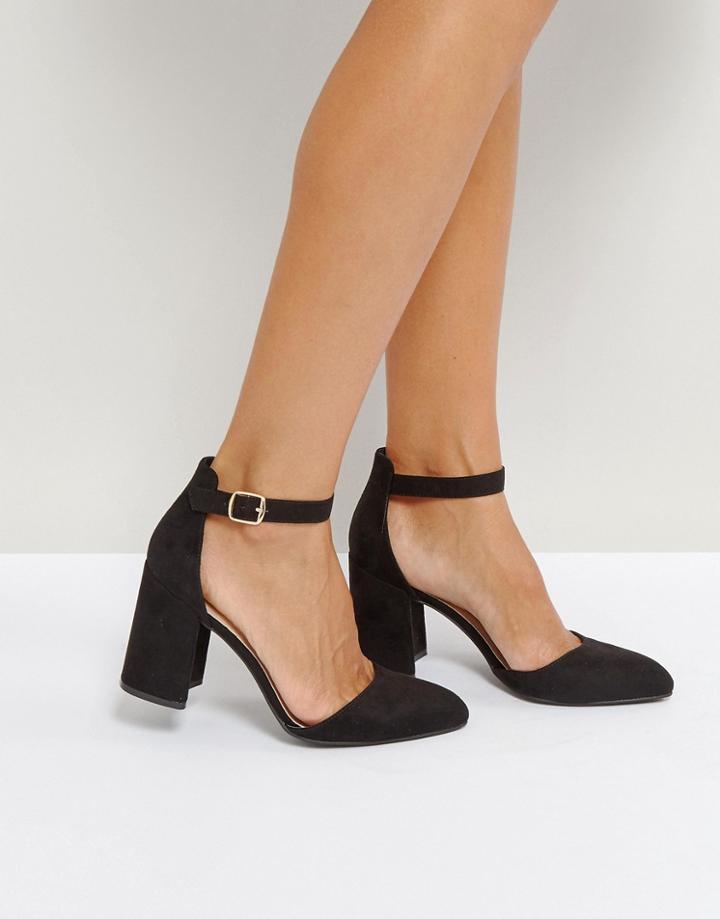 Qupid Block Point High Heels - Black