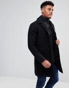 Kronstadt Wool Funnel Neck Overcoat - Black