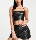 Missguided Faux Leather Shorts In Black