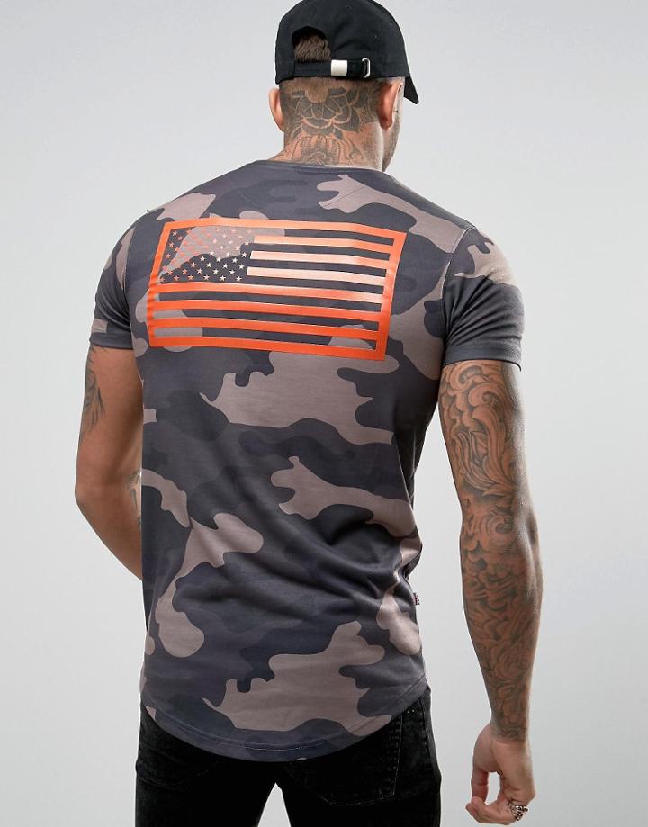 Good For Nothing Muscle T-shirt In Camo With Back Print - Green