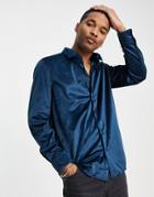 Devil's Advocate Velvet Oversized Shirt-blues