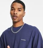 Collusion Pique T-shirt With Logo In Deep Blue-blues