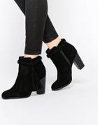 Faith Suzie Black Tassel Suede Ankle Boots - Black