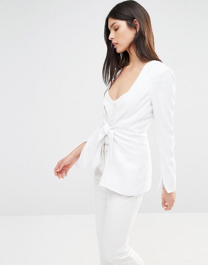 Bec & Bridge Phoenix Tie Front Blazer - White