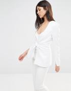 Bec & Bridge Phoenix Tie Front Blazer - White