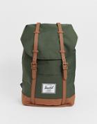Herschel Supply Co Retreat Backpack With Contrast Base In Khaki 19.5l-green