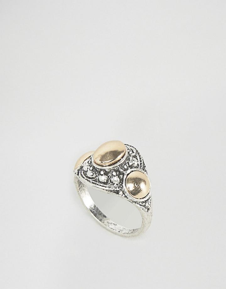 Asos Mixed Metal Stone Ring - Mixed Metal