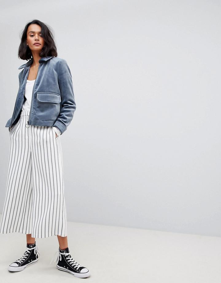 Vero Moda Striped Wide Leg Pants-white