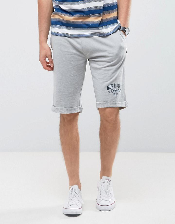 Jack & Jones Originals Jersey Shorts With Logo - Gray
