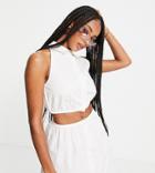 Collusion Cropped Halterneck Shirt In White - Part Of A Set